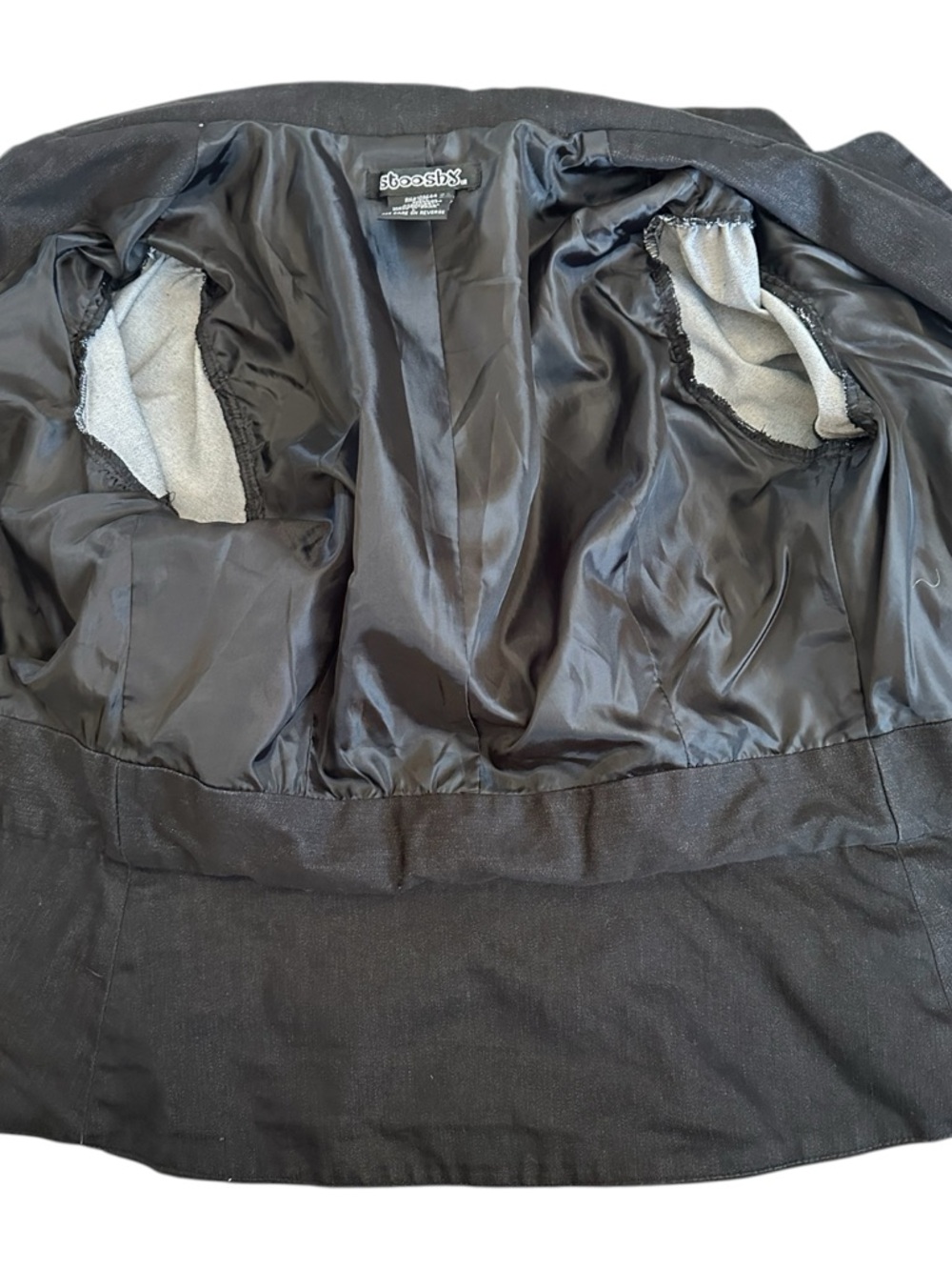 Stooshy Fitted Cropped Stretch Blazer Jacket Black Short Sleeve | Small - Picture 5 of 8